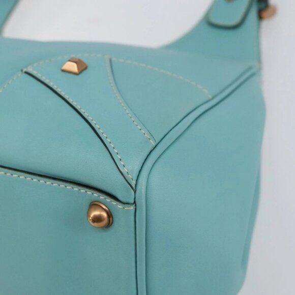 GUCCI New Jerky Shoulder Bag Leather Blue Gold 124407 Auth 147486 - Picture 4 of 16